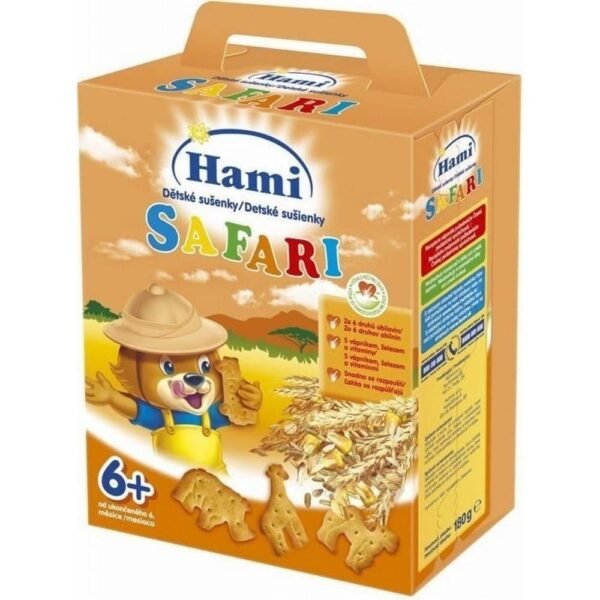 If the baby is not yet able to bite and swallow larger pieces, you can give the baby biscuits dissolved in Hami fruit food or Hami infant milk.