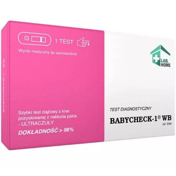 A blood pregnancy test is used to test for the presence of the hormone hCG in the blood from a finger prick.