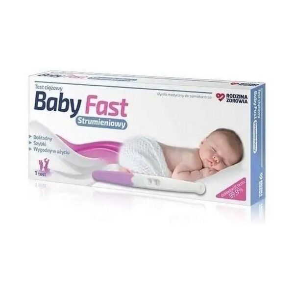 Baby Fast Jet Pregnancy Test Accurate - test accuracy is 99.9% Fast - result within 2-5 minutes Convenient to use - no need to collect urine into a container Application: Remove the cap and point the test tip into the urine stream for at least 10 seconds Read the test result after 2-5 minutes Package contents: 1 stream test, 1 instructions for using the product