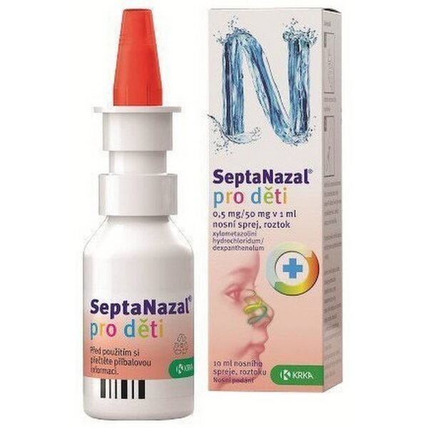 Septanazal for children, nasal spray, contains xylometazoline hydrochloride and dexpanthenol.