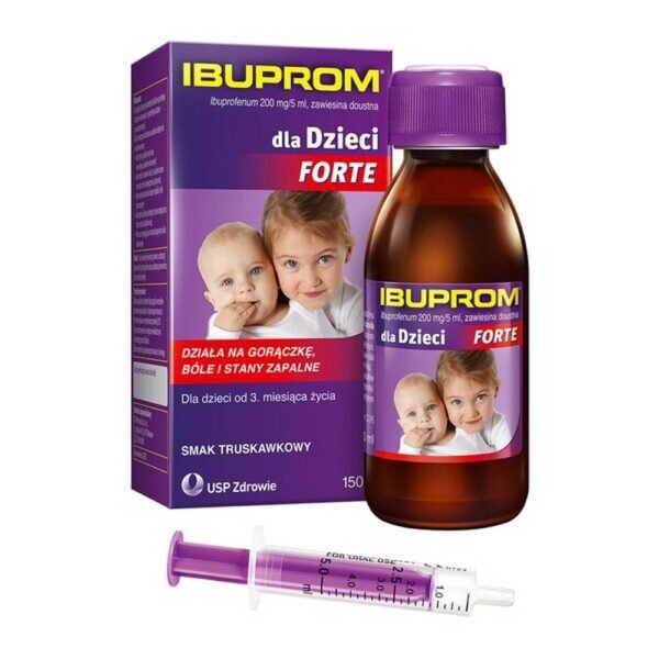 Ibuprom for Children Forte is a medicine in the form of a syrup used in pain and fever of various origins in children over 3 months of age.