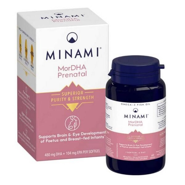 MorDHA Prenatal is a highly concentrated dietary supplement with omega-3 acids (104 mg EPA + 480 mg DHA), ideal for pregnant women, the fetus and breastfeeding women.