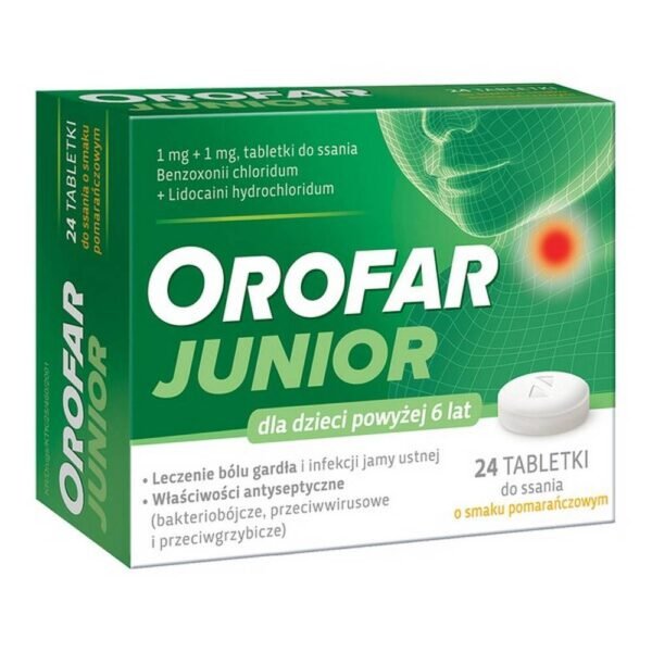 Orofar Junior works in two directions – it contains a disinfecting substance and a local anesthetic.