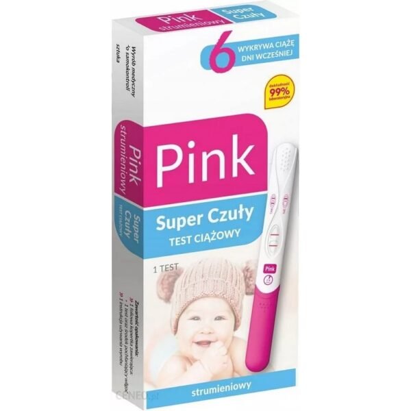 Rapid and highly sensitive Pink Express pregnancy test for the detection of human chorionic gonadotropin (hCG) - a hormone that occurs in the urine of a pregnant woman.
