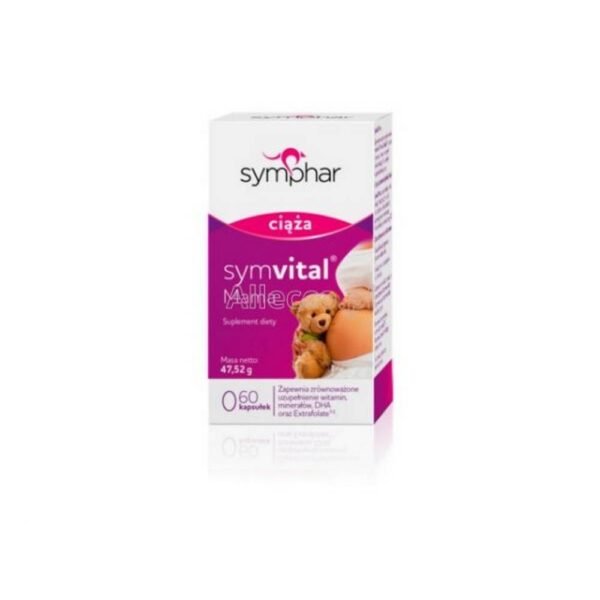 Symvital ® Mama es un suplemento dietético para mujeres que planean quedarse embarazadas, están embarazadas o amamantando, cuya composición ha sido desarrollada de acuerdo con las recomendaciones de la Sociedad Ginecológica Polaca.