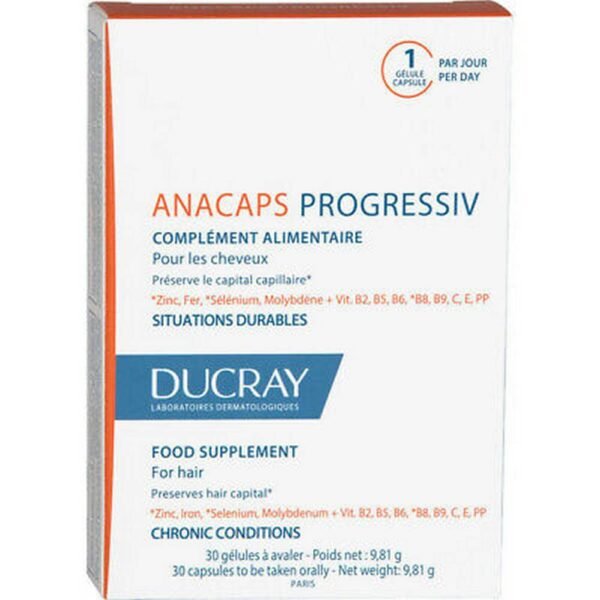 ANACAPS PROGRESSIV  also contains vitamin B6 which helps in the proper synthesis of cysteine. Moreover, vitamin B6 contributes to the regulation of hormonal activity.