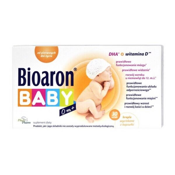 Bioaron Baby from 0 m+ provides the child's body with omega-3 fatty acids and vitamin D3.