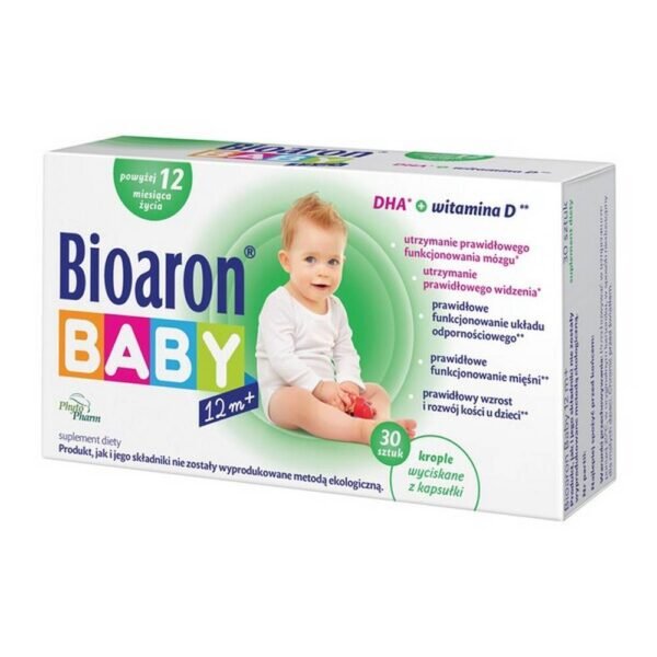 Biaron Baby 12 m + twist-off is a dietary supplement supporting the proper functioning of muscles, containing substances such as vitamin D and DHA.