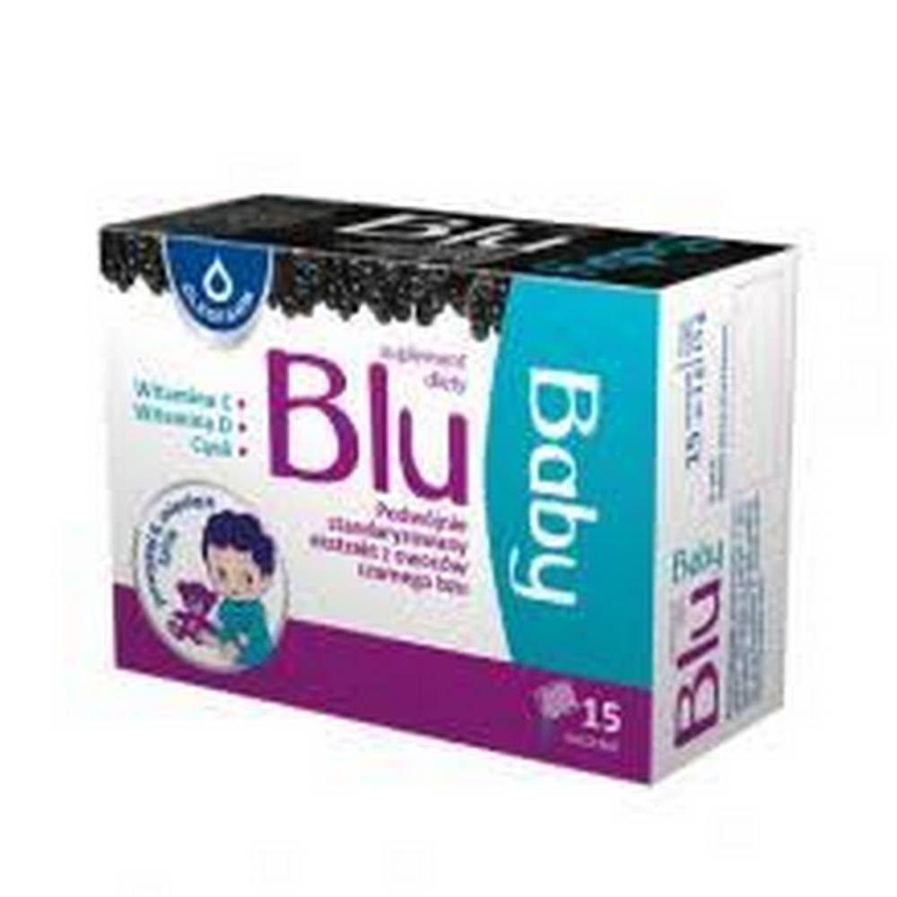 blu baby 15 sachets oleofarm БАД Blu Baby представляет собой препарат, содержащий экстракт плодов бузины, дважды стандартизированный по содержанию полифенолов и антоцианов, витамина С, цинка и витамина D.