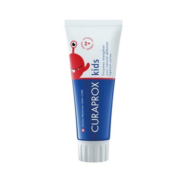 Toothpaste for children with a fresh and fruity strawberry flavor Sweet strawberry toothpaste is as delicious as a summer dessert, and the fluoride content provides milk teeth with reliable, lasting protection against acidic foods and caries