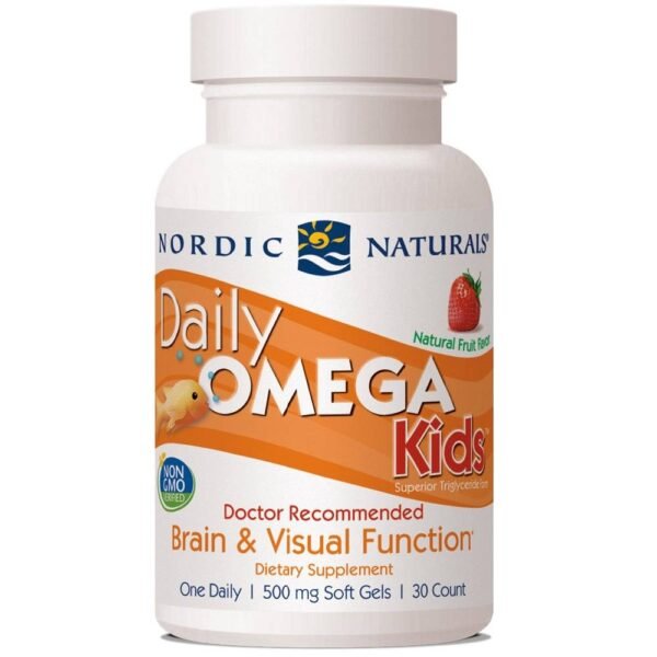 Omega-3, purified deep sea fish oil (from anchovies and sardines), gelatin, water, glycerin, natural strawberry flavor, d-alpha tocopherol, rosemary extract.