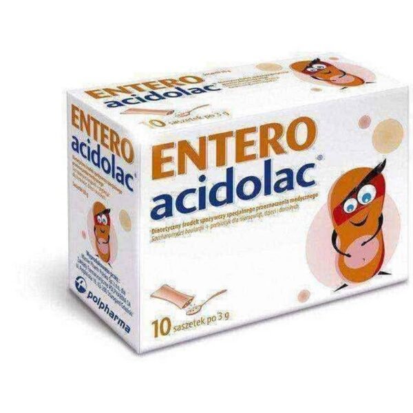 Entero Acidolac® dietary supplement is a product containing freeze-dried yeast cultures of the probiotic saccharomyces boulardii strain and fructooligosaccharides.