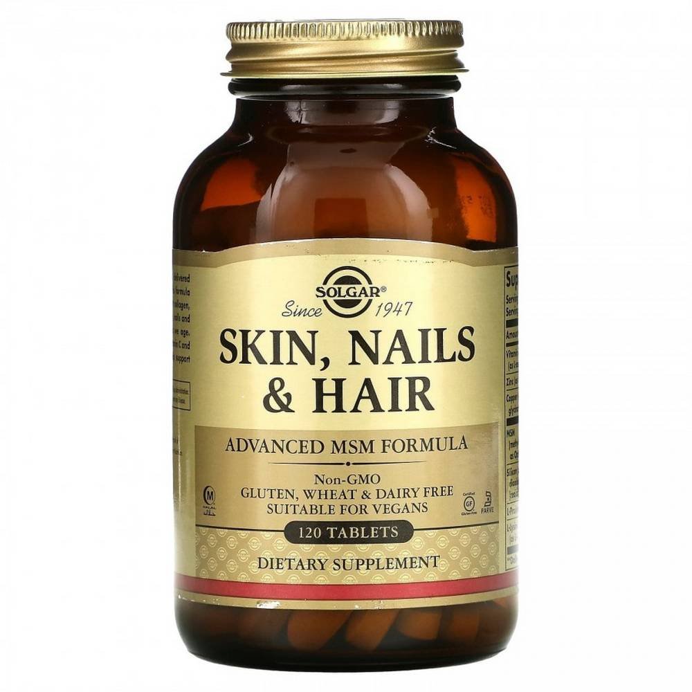 formula hair nails skin 120 tablets solgar Preparación Solgar Fórmula Cabello Uñas Piel 60 comprimidos contiene todos los ingredientes que el organismo utiliza para construir el colágeno y la queratina, componentes fundamentales del cabello, la piel y las uñas.