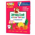The healthy Mniam-Mniam lollipop contains vitamins C and D. Vitamins D and C help in the proper functioning of the immune system.
