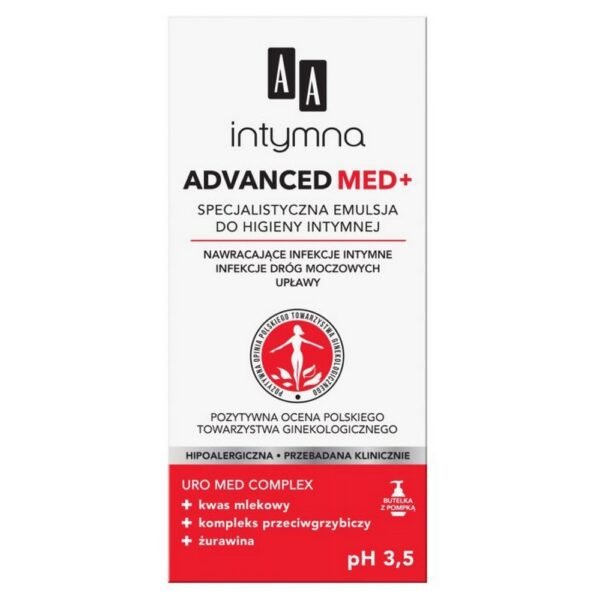 AA Intymna Harmony Med + Specialist intimate hygiene emulsion is a solution for women looking for support in case of recurring intimate infections or urinary tract infections