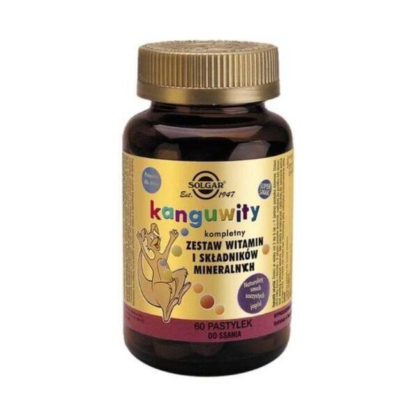 The SOLGAR Kanguwity dietary supplement   contains vitamin C, which helps maintain the proper functioning of the immune system, supports the proper production of collagen to ensure the proper functioning of blood vessels, bones, gums, skin, teeth and cartilage, supports the proper functioning of the nervous system.