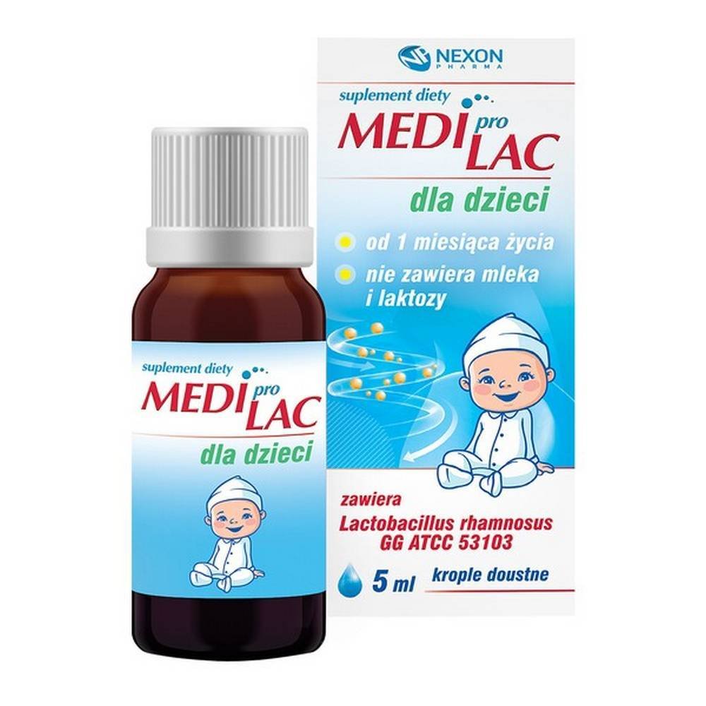 mediprolac for children oral drops 5ml nexon pharma Forme du produit : Gouttes. Ingrédient principal : Probiotiques. Indication : Diarrhée, Flatulences. Informations complémentaires : Sans sucre.