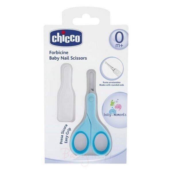 Chicco Children's nail scissors made of nickel-free stainless steel, with curved blades with rounded tips for the total safety of your child.