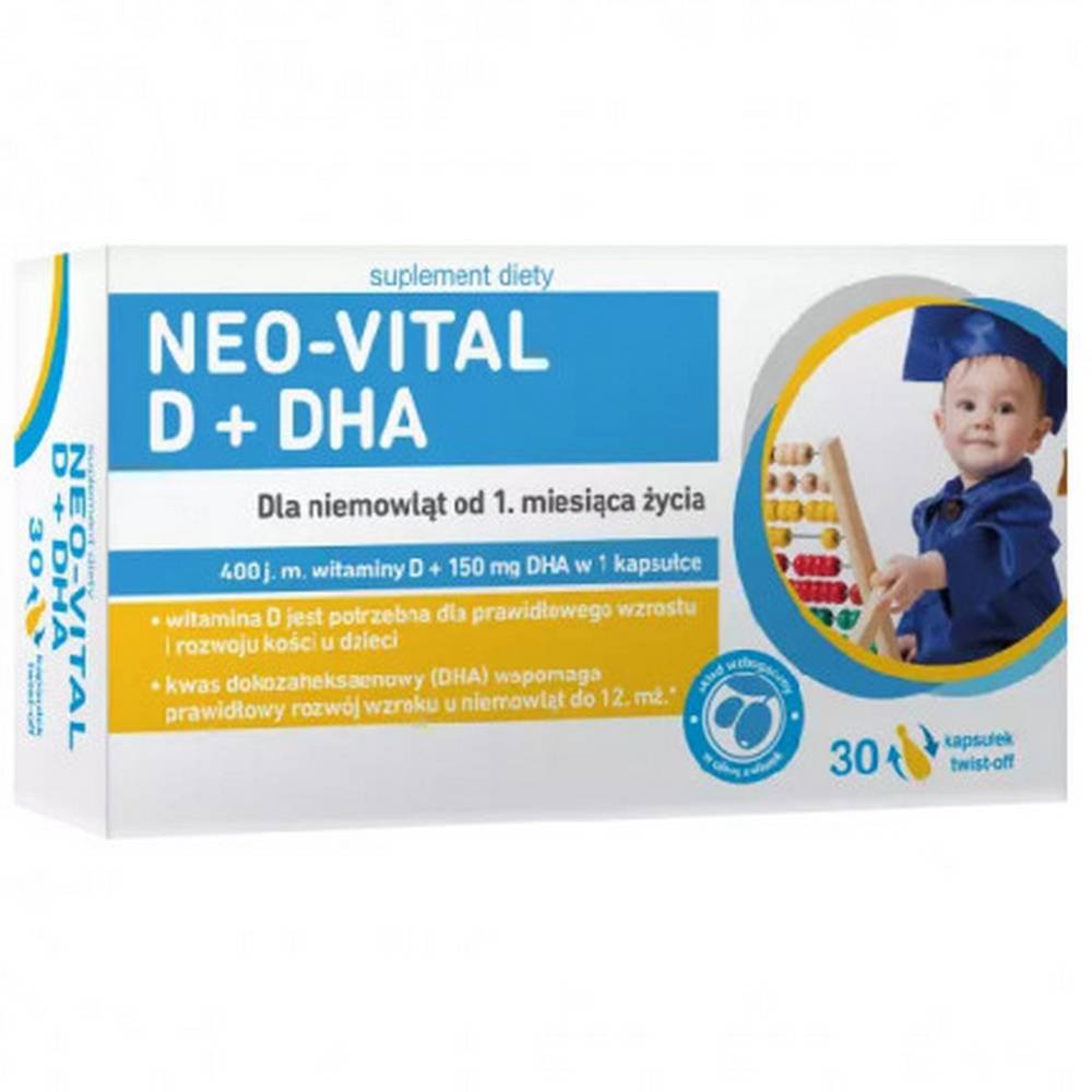 neo vital d dha twist off capsules 30 pcs magnapharma Neo-Vital D + DHA - пищевая добавка с витамином D и кислотами DHA. Продукт предназначен для младенцев.