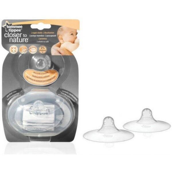 Tommee Tippee Nipple Shields Our nipple shields mimic the natural movements, elasticity and texture of a mother's breast, allowing your baby to latch on and suck on it easily.