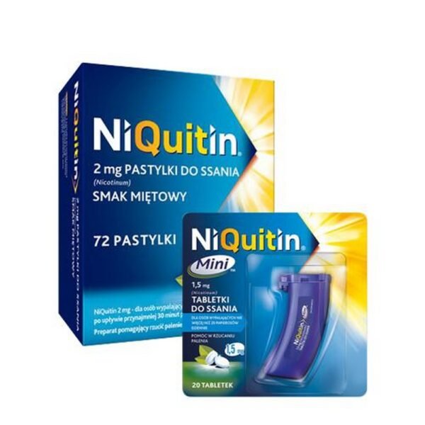 NIQUITIN Lozenges for quitting smoking, mint flavor 2 mg, 72 pcs + NIQUITIN MINI 1.5 mg, 20 tablets for sucking - For quitting smoking,  Perrigo