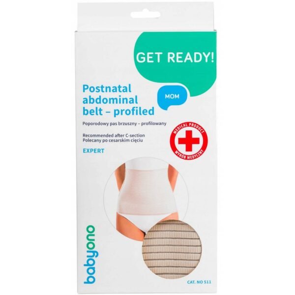 The Babyono postpartum abdominal belt is intended for women after physiological and surgical deliveries (caesarean section) in order to strengthen overstretched abdominal integuments and reduce the risk of hernia.