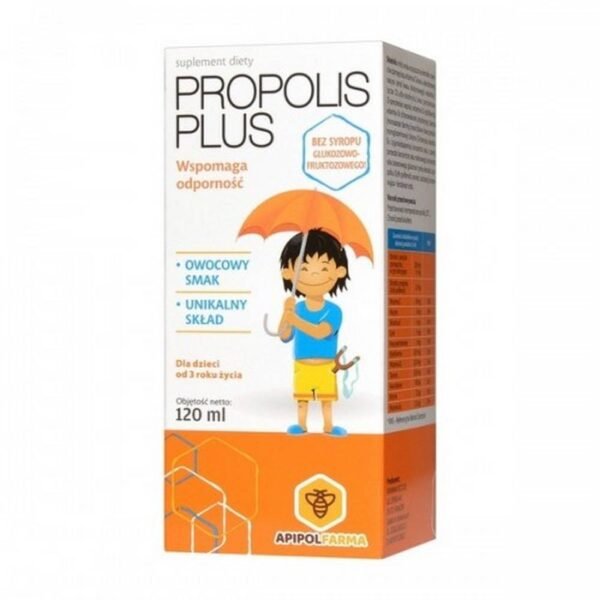 Farmina Propolis plus is a preparation with elderberry extract, propolis, honey, concentrated raspberry, blackcurrant and banana juices, enriched with zinc and B vitamins, dedicated to children over 3 years of age.