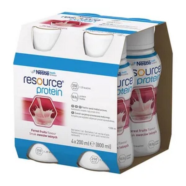 Resource Protein , forest fruit-flavored liquid, food for special medical purposes, intended for adults and children over 3 years of age. Resource Protein is a nutritionally complete, high-protein, oral diet. It is recommended for people who are malnourished, at risk of malnutrition and in the period of increased demand for protein related to the disease, e.g. in the perioperative period, during convalescence, in cancer or in the elderly.