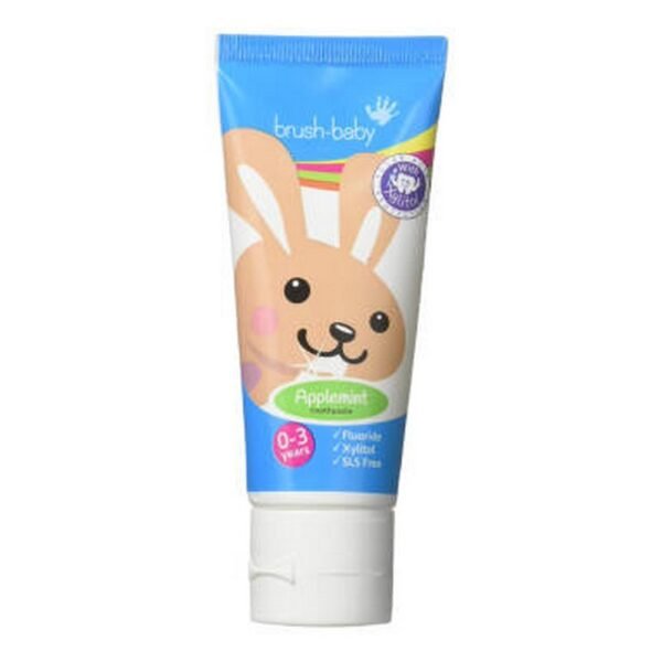 Brush-Baby AppleMint toothpaste for children contains fluoride and xylitol
