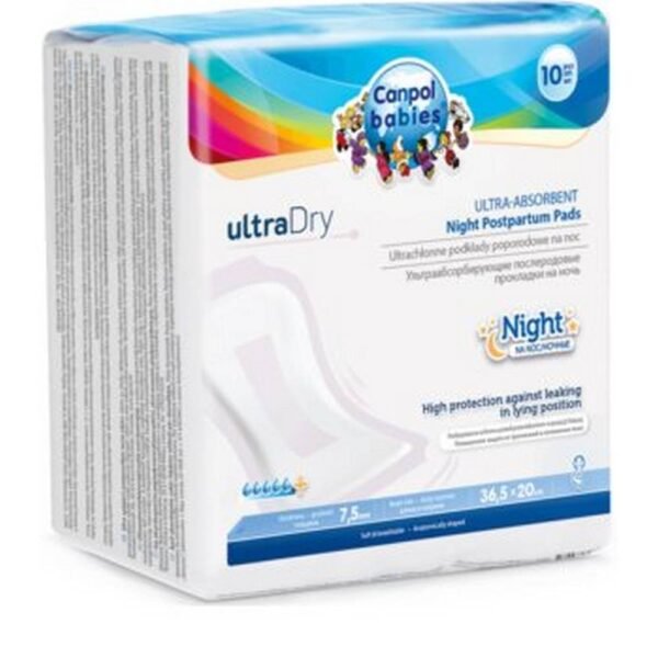 Highly absorbent postpartum pads for the night ULTRA DRY, designed for women in the puerperium period, are perfect for the first nights after childbirth.