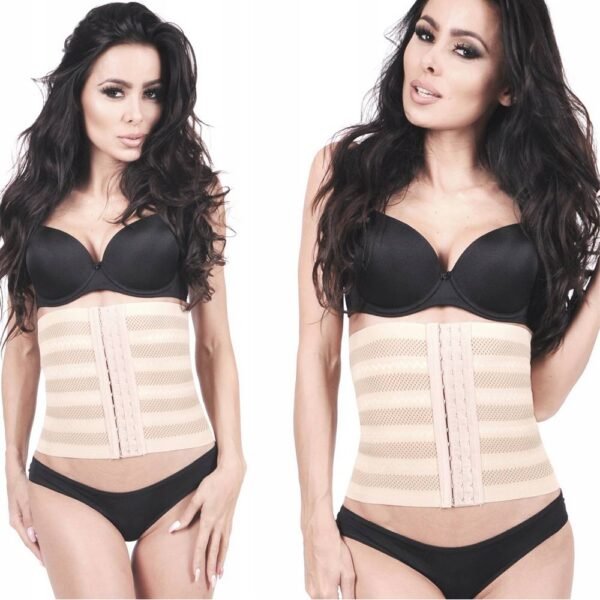 Durable and elastic postpartum slimming belt with Velcro fastener.