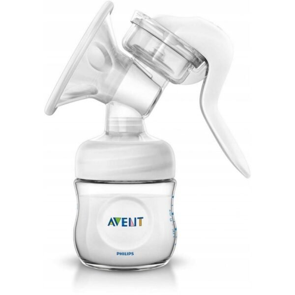 The Avent Natural Manual Breast Pump has a unique shape for a comfortable position while pumping.