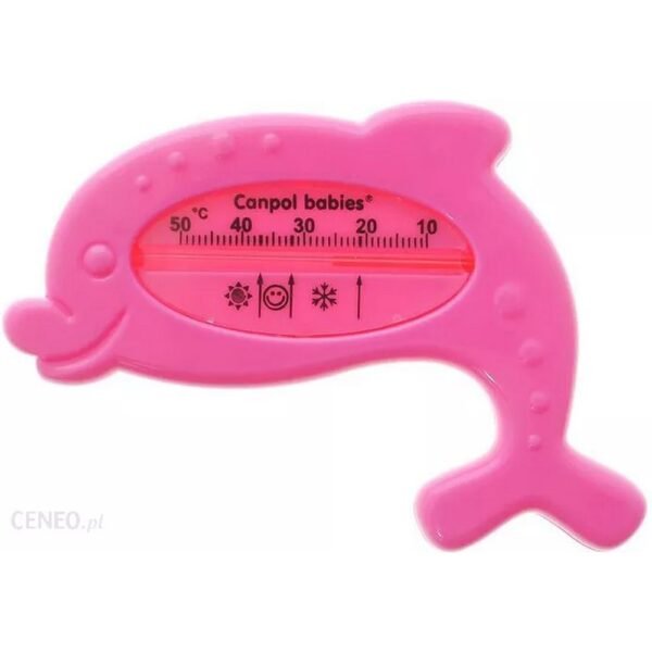Safe and practical bath thermometer in the shape of a dolphin.