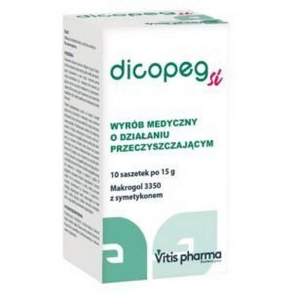 Dicopeg si is a medical device intended for the symptomatic treatment of constipation. It supports peristalsis, facilitates proper emptying of the intestines, thus preventing constipation and preventing the formation of compact fecal masses.