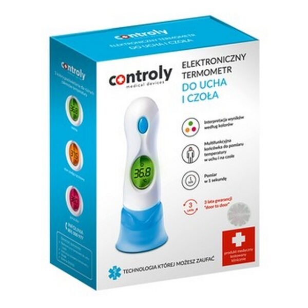 The Controly Infrascan medical device is an infrared thermometer that allows you to quickly and accurately measure body temperature from the patient's ear or forehead at home.