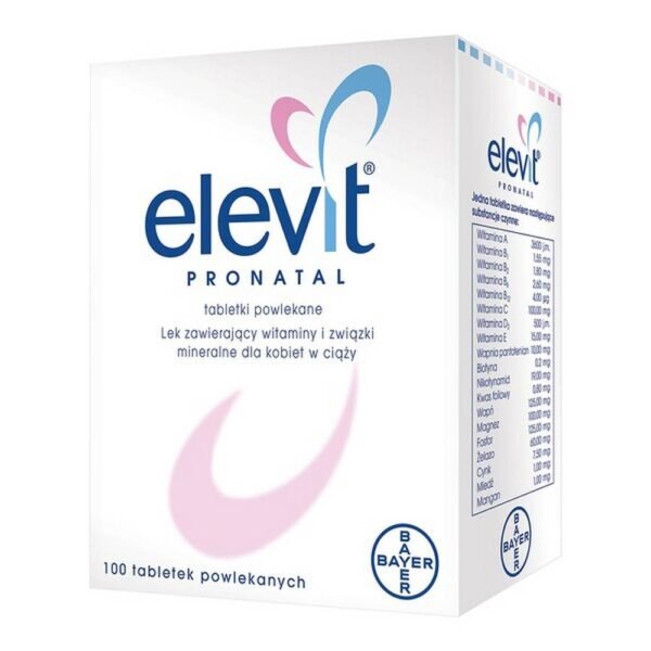 Elevit Pronatal   contains vitamins and minerals to prevent or treat the consequences of disorders associated with improper metabolism of vitamins and minerals or inappropriate diet.