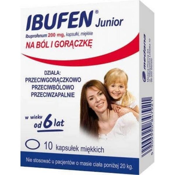 Ibufen Junior belongs to the group of non-steroidal anti-inflammatory drugs (NSAIDs). The drug has analgesic, antipyretic and anti-inflammatory effects.