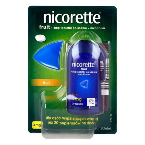 Nicorette Fruit    is a lozenge medicine for people who smoke more than 20 cigarettes a day.