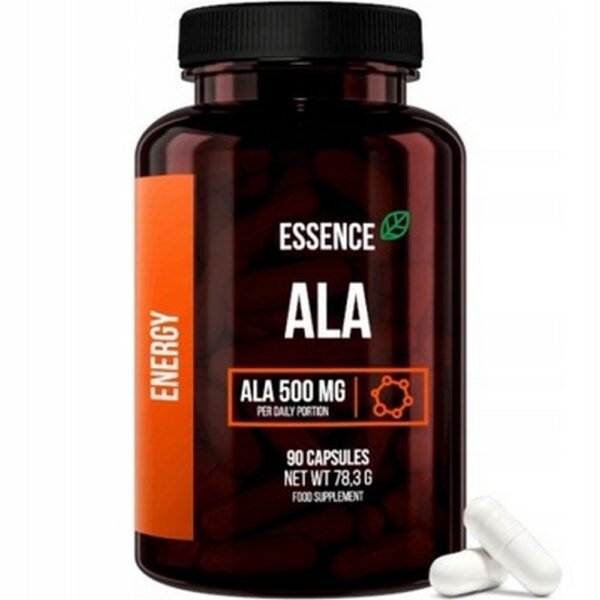Essence ALA is a dietary supplement in the form of capsules containing alpha-lipoic acid (ALA) in the amount of 500 mg per portion of the product recommended for consumption during the day.