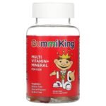 GummiKing, multivitamínico + mineral para niños, uva, limón, naranja, fresa y cereza sin gelatina