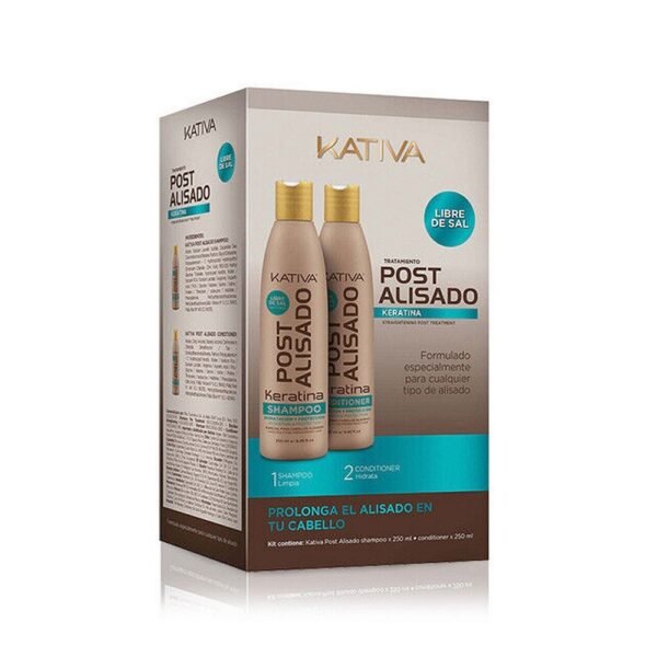 Kativa Post Alisado Keratina is a professional set for hair care after permanent straightening.