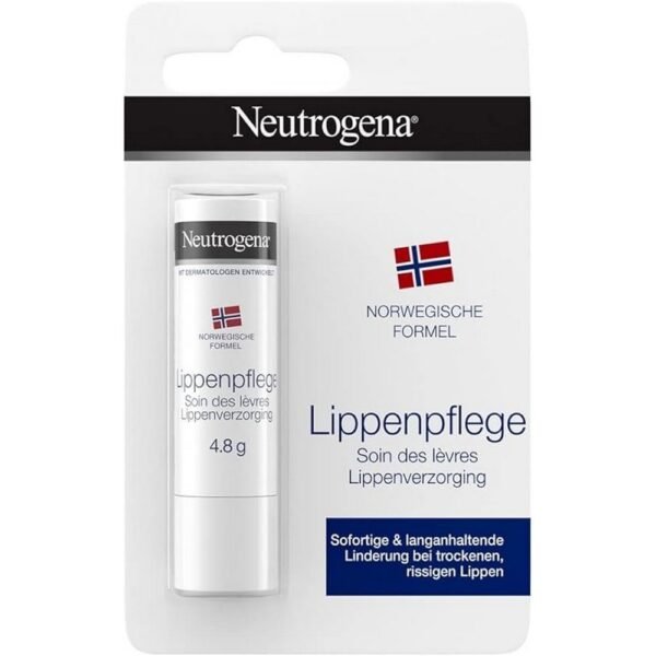 La fórmula noruega de Neutrogena con LSF 4 proporciona un cuidado rápido y duradero para los labios secos y agrietados.