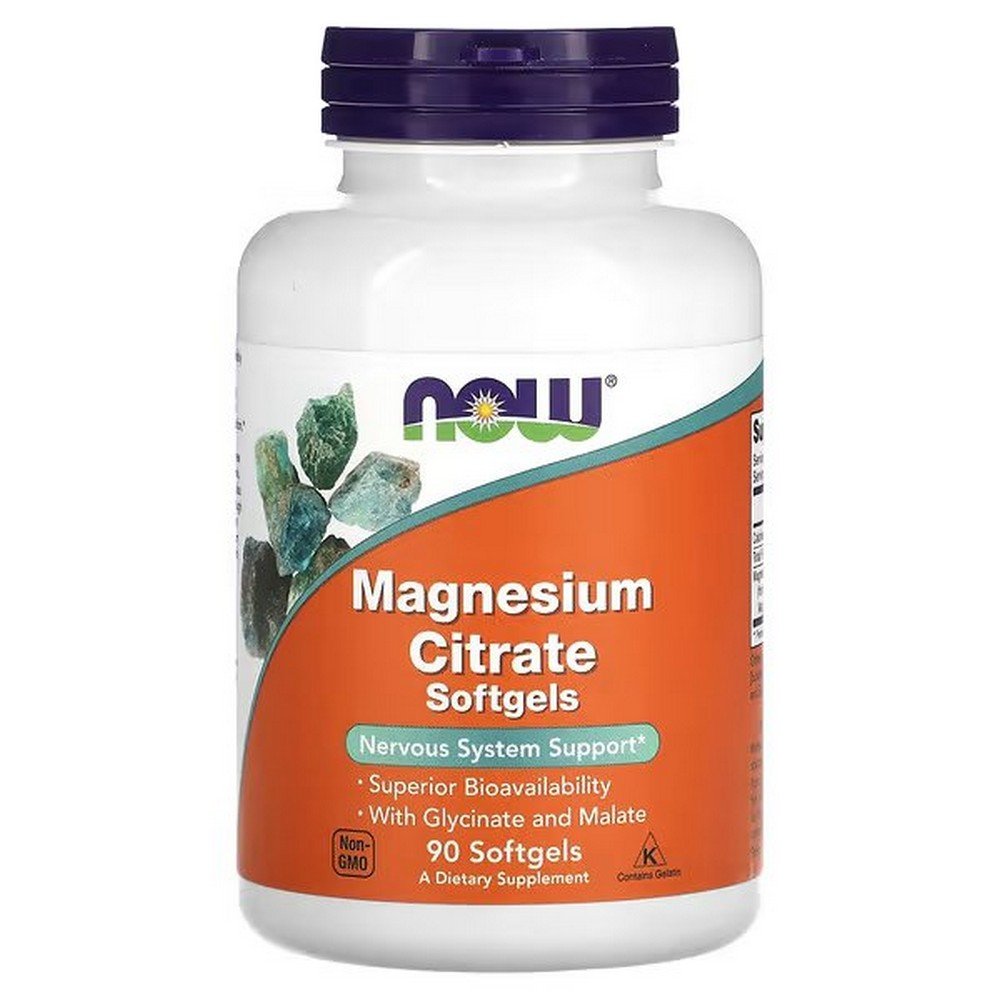 now foods magnesium citrate 90 softgels El magnesio es un mineral fundamental para la producción de energía y el metabolismo, la contracción muscular, la transmisión de impulsos nerviosos y la mineralización ósea.
