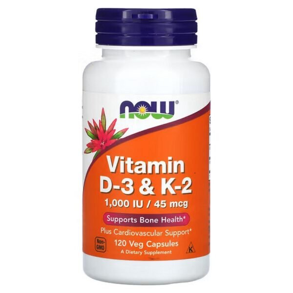 Vitamina D3 1000 UI/Vitamina K2 45 mcg Apoya la salud de los huesos Para un sistema cardiovascular saludable