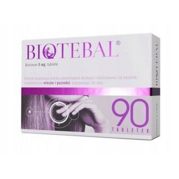 Biotebal Max is a drug from the group of vitamin preparations whose active substance is biotin, also known as vitamin H or vitamin B7.
