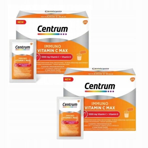 Set of 2x Centrum Immuno Vitamin C Max, 14 sachets - Centrum Immuno Vitamin C Max is a dietary supplement for adults intended for use to strengthen the body's natural immunity.