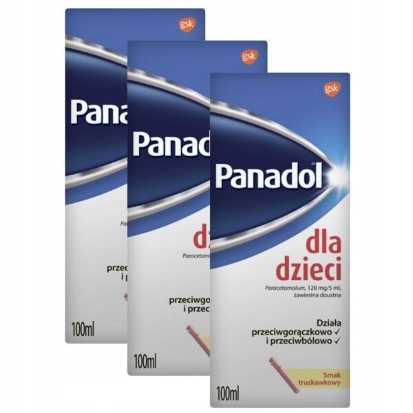 Panadol for children with strawberry flavor in the form of syrup is indicated for use in case of fever and pain, for example, with colds and flu, after vaccinations, as well as for painful teething, toothache, headaches, sore throat and ear pain.