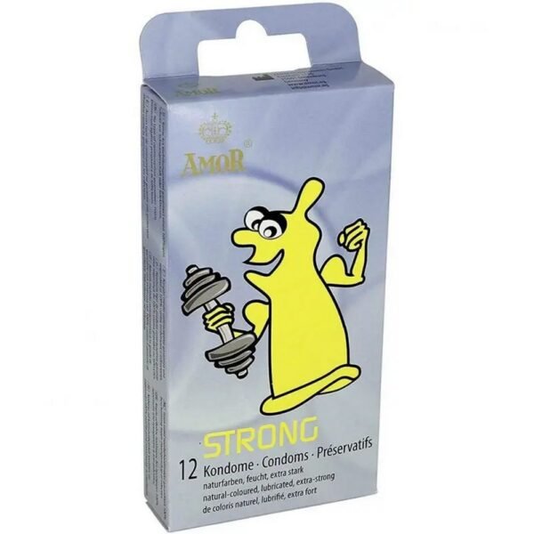 Lubricated condom, extra sterk. Geschmiertes Kondom, extra dick.
