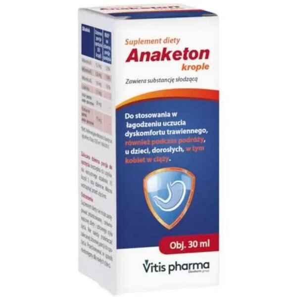 Anaketon is a preparation helpful in relieving gastrointestinal symptoms, such as nausea and vomiting, which may occur during travel, as well as in the case of indigestion.