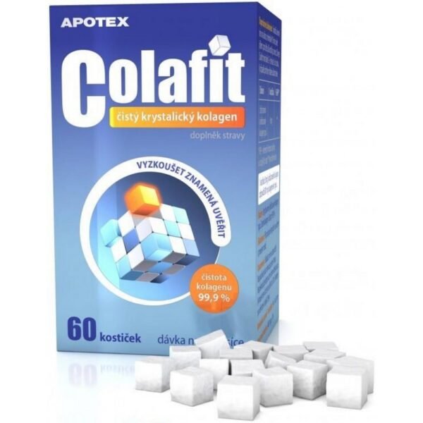 Nutritional supplement for joints in small white cubes, containing only collagen with a purity of 99.9% (no additives, dyes, etc.).